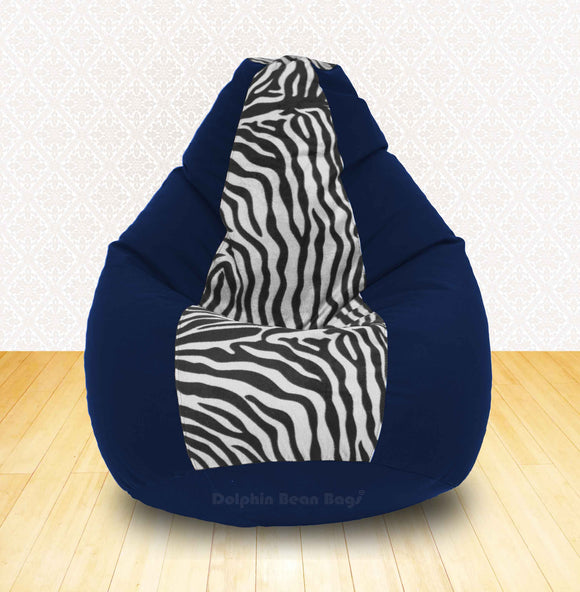 DOLPHIN XXL N.Blue/Zebra (Blk-White)-FABRIC-FILLED & WASHABLE (with Beans)
