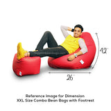 DOLPHIN BEAN BAG PREMIUM XXL SIZE- Filled (With Beans) - COMBO  (With Footrest)