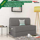 Dolphin Zeal 1 Seater Sofa Bed-Grey- 2.5ft x 6ft with Free micro fiber Designer cushions