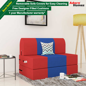 Dolphin Zeal 1 Seater Sofa Bed-Red & R.Blue- 2.5ft x 6ft with Free micro fiber Designer cushions
