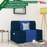 Dolphin Zeal 1 Seater Sofa Bed-N.Blue & R.Blue- 3ft x 6ft with Free micro fiber Designer cushions