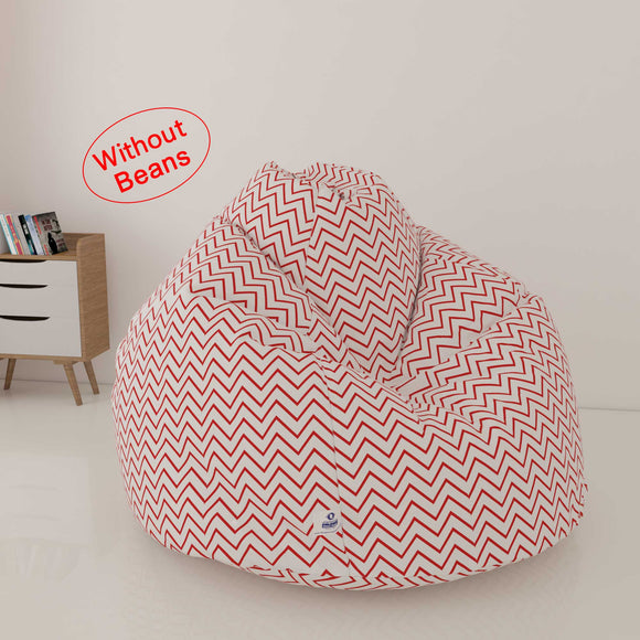 DOLPHIN XXXL PRINTED FABRIC BEAN BAG-RED & WHITE-WASHABLE (COVER)