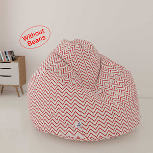 DOLPHIN XL FABRIC PRINTED BEAN BAG-RED & WHITE - WASHABLE (COVER)