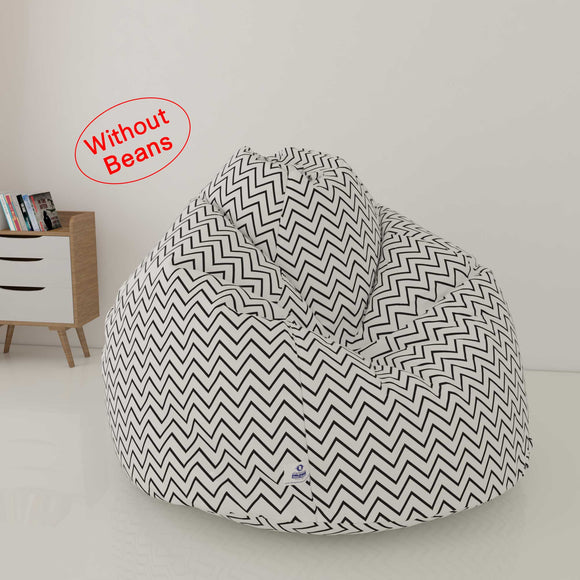 DOLPHIN XXL FABRIC PRINTED BEAN BAG-WHITE & BLACK- WASHABLE (COVER)
