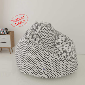 DOLPHIN XL FABRIC PRINTED BEAN BAG-WHITE & BLACK - WASHABLE (COVER)