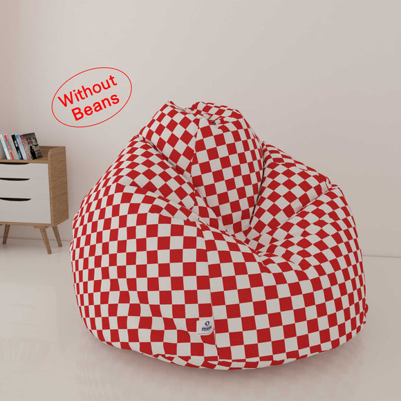 DOLPHIN XL FABRIC PRINTED BEAN BAG- RED & WHITE - WASHABLE (COVER)