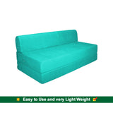 DOLPHIN ZEAL 3 SEATER SOFA CUM BED - Turquoise with Free micro fiber Designer cushions
