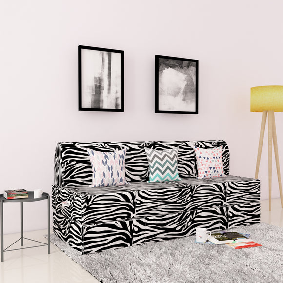 DOLPHIN ZEAL 3 SEATER SOFA CUM BED - Zebra with Free micro fiber Designer cushions