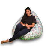 DOLPHIN PRINTED FABRIC BEAN BAG -ABSTRACT DESIGN -LYCRA FABRIC - WASHABLE (With Beans)