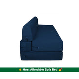 DOLPHIN ZEAL 3 SEATER SOFA CUM BED-NANY BLUE with Free micro fiber Designer cushions