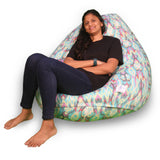 DOLPHIN PRINTED FABRIC BEAN BAG -ABSTRACT DESIGN -LYCRA FABRIC - WASHABLE (With Beans)
