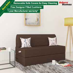 Dolphin Zeal 2 Seater Sofa Bed-Tan- 4ft x 6ft with Free micro fiber Designer cushions