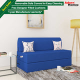Dolphin Zeal 2 Seater Sofa Bed-Royal Blue- 4ft x 6ft with Free micro fiber Designer cushions