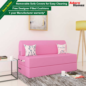 Dolphin Zeal 2 Seater Sofa Bed-Pink- 4ft x 6ft with Free micro fiber Designer cushions