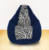 DOLPHIN XXL N.Blue/Zebra (Blk-White)-FABRIC-FILLED & WASHABLE (with Beans)
