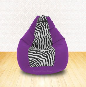 DOLPHIN XL Purple/Zebra(Blk-White)-FABRIC-FILLED & WASHABLE (with Beans)