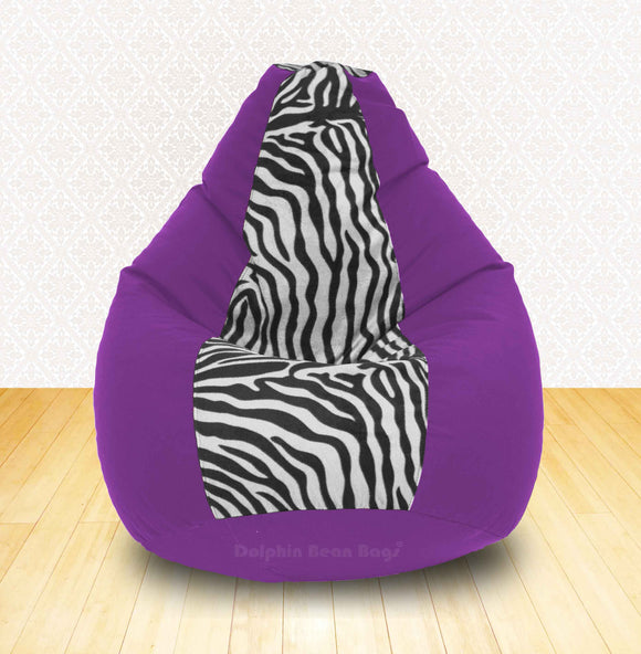 DOLPHIN XXL Purple/Zebra(Blk-White)-FABRIC-FILLED & WASHABLE (with Beans)