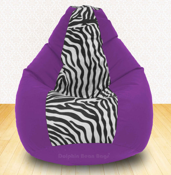 DOLPHIN XXXL Purple/Zebra(Blk-White)-FABRIC-FILLED & WASHABLE (with Beans)