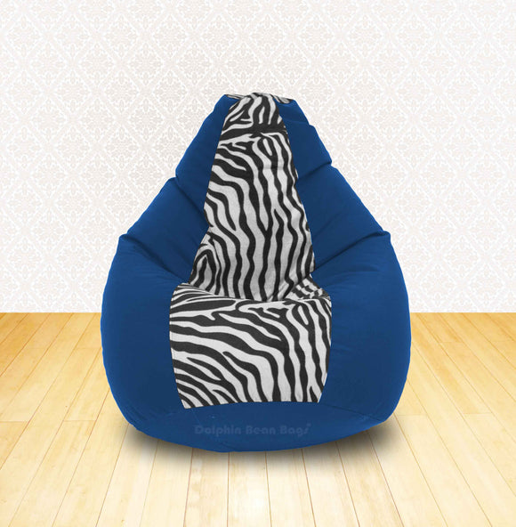 DOLPHIN XL R.Blue/Zebra(Blk-White)-FABRIC-FILLED & WASHABLE (with Beans)