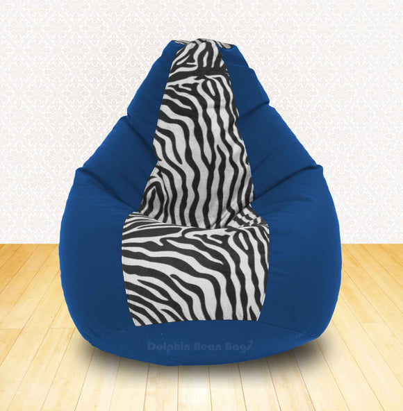 DOLPHIN XXL R.Blue/Zebra(Blk-White)-FABRIC-FILLED & WASHABLE (with Beans)