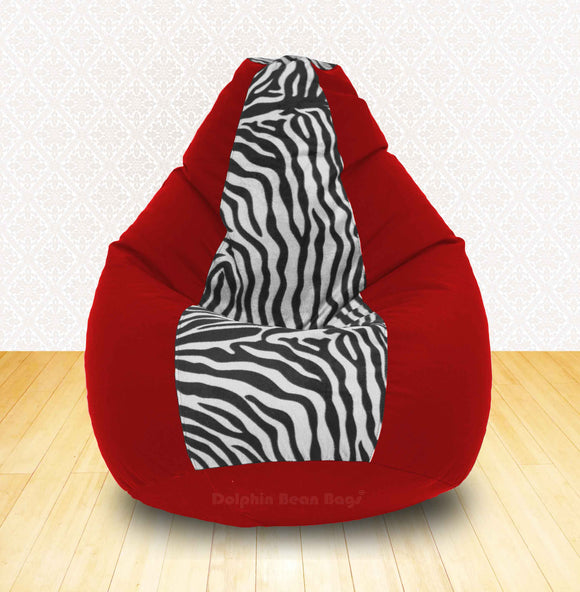 DOLPHIN XXL Red/Zebra(Blk-White)-FABRIC-FILLED & WASHABLE (with Beans)