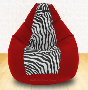 DOLPHIN XXXL Red/Zebra(Blk-White)-FABRIC-FILLED & WASHABLE (with Beans)