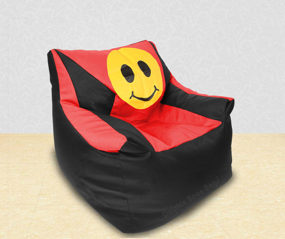DOLPHIN XXL Beany Chair-Smiley Black/Red-Filled (With Beans)