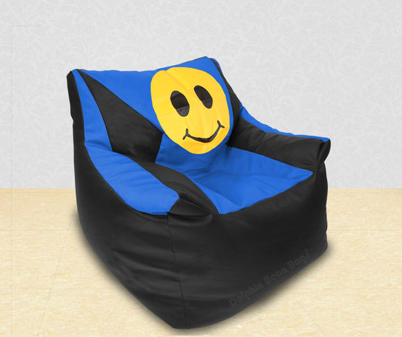 DOLPHIN XXL Beany Chair-Smiley Black/R.Blue-Filled (With Beans)