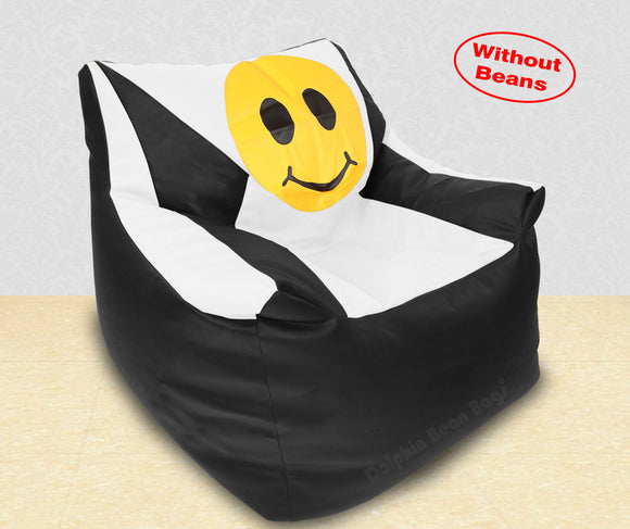 DOLPHIN XXXL Beany Chair-Smiley Black/White-Cover (Without Beans)