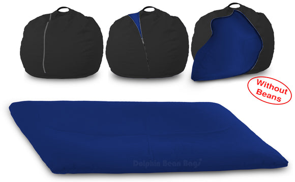 DOLPHIN FATBOY Bean Bag with Multi Use-Black/N.Blue-Cover (without Beans)