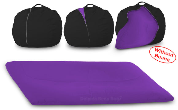 DOLPHIN FATBOY Bean Bag with Multi Use-Black/Purple-Cover (without Beans)