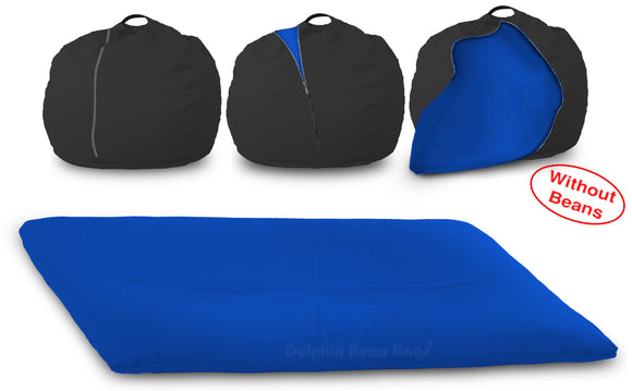 DOLPHIN FATBOY Bean Bag with Multi Use-Black/R.Blue-Cover (without Beans)