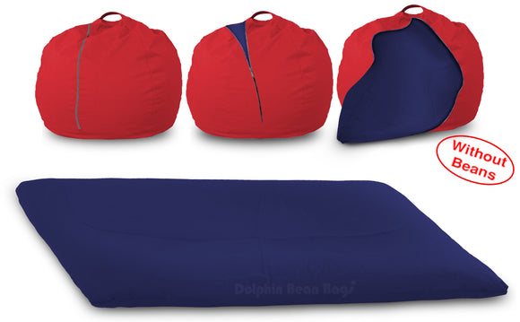 DOLPHIN FATBOY Bean Bag with Multi Use-Red/N.Blue-Cover (without Beans)