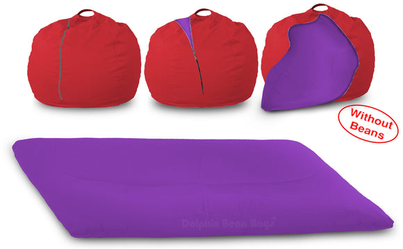 DOLPHIN FATBOY Bean Bag with Multi Use-Red/Purple-Cover (without Beans)