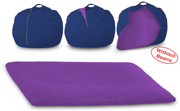 DOLPHIN FATBOY Bean Bag with Multi Use-N.Blue/Purple-Cover (without Beans)
