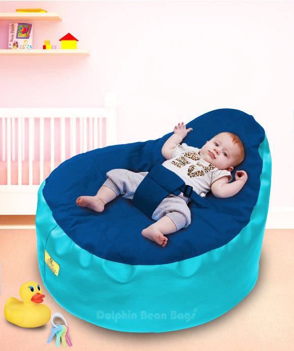 Dolphin Baby Holder Bean Bag Turquoise/R.Blue -Filled (With Beans)