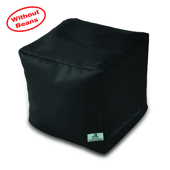 DOLPHIN SQUARE PUFFY BEAN BAG-BLACK-COVER (Without Beans)