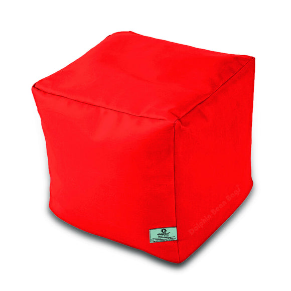 DOLPHIN SQUARE PUFFY BEAN BAG-RED-FILLED (With Beans)