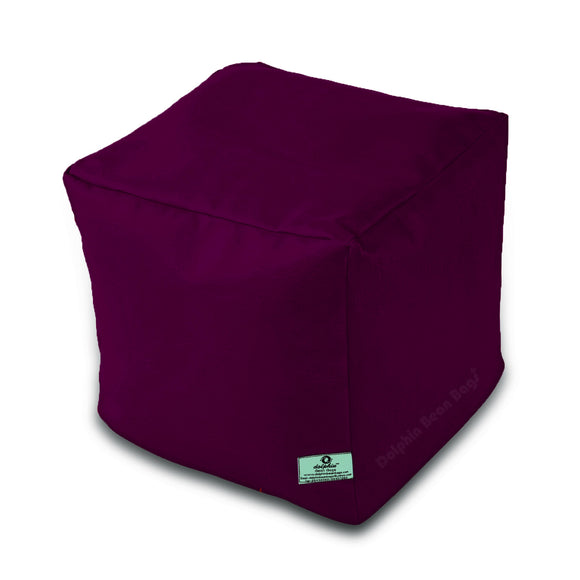 DOLPHIN SQUARE PUFFY BEAN BAG-MAROON-FILLED (With Beans)