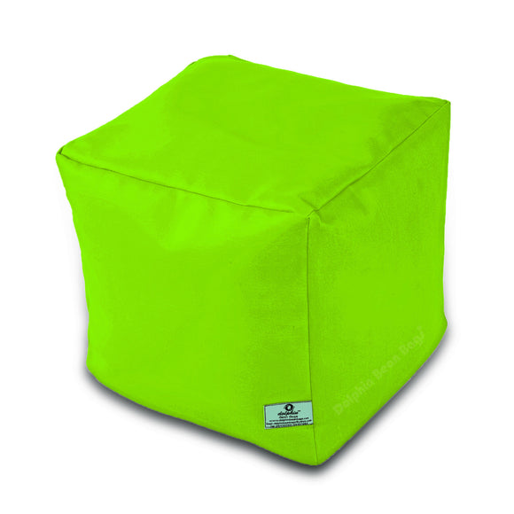 DOLPHIN SQUARE PUFFY BEAN BAG-F.GREEN-FILLED (With Beans)