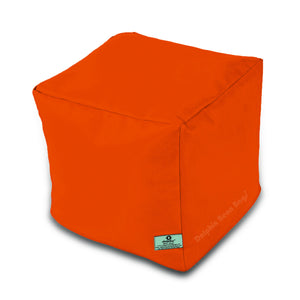 DOLPHIN SQUARE PUFFY BEAN BAG-ORANGE-FILLED (With Beans)