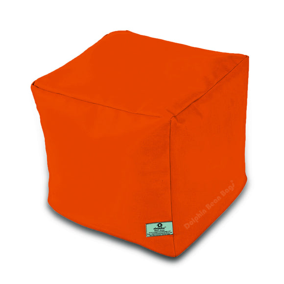 DOLPHIN SQUARE PUFFY BEAN BAG-ORANGE-FILLED (With Beans)
