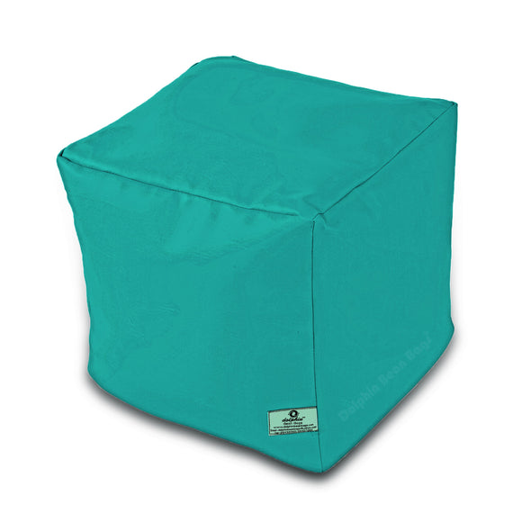 DOLPHIN SQUARE PUFFY BEAN BAG-Turquoise-FILLED (With Beans)