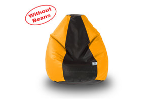 DOLPHIN M Regular BEAN BAG-Black/Yellow-COVER (Without Beans)