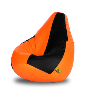 DOLPHIN XL BLACK&ORANGE BEAN BAG-FILLED(With Beans)