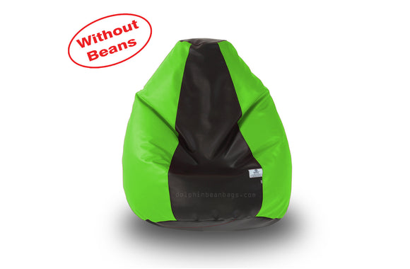 DOLPHIN S Regular BEAN BAG-Black/F.Green-COVER (Without Beans)