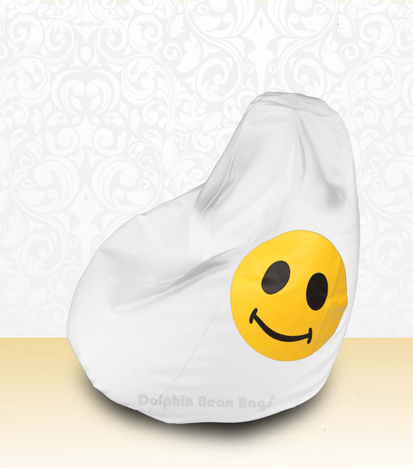 DOLPHIN XL Bean Bag White-Smiley-FILLED(with Beans)