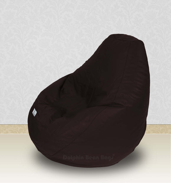 Dolphin-XXL-Genuine Leather Bean Bag BROWN-Filled (With Beans)