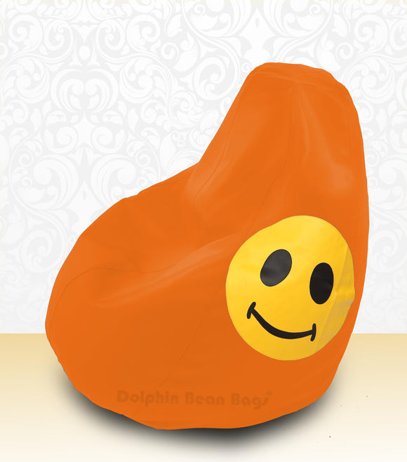 DOLPHIN XXL Bean Bag Orange-Smiley-FILLED (with Beans)