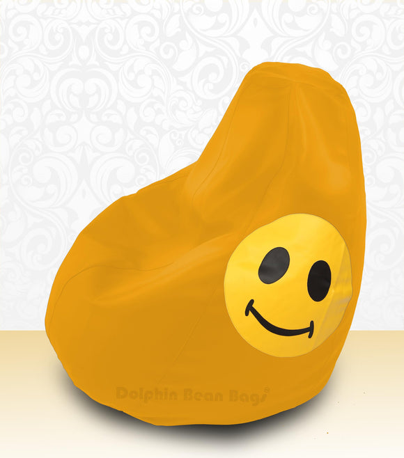 DOLPHIN XXL Bean Bag Yellow-Smiley-FILLED (with Beans)
